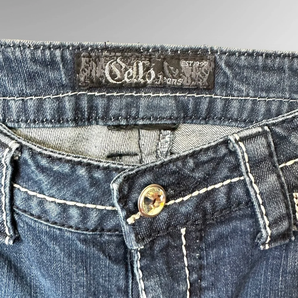 Cello Denim Womens Flare Jeans Mid Rise